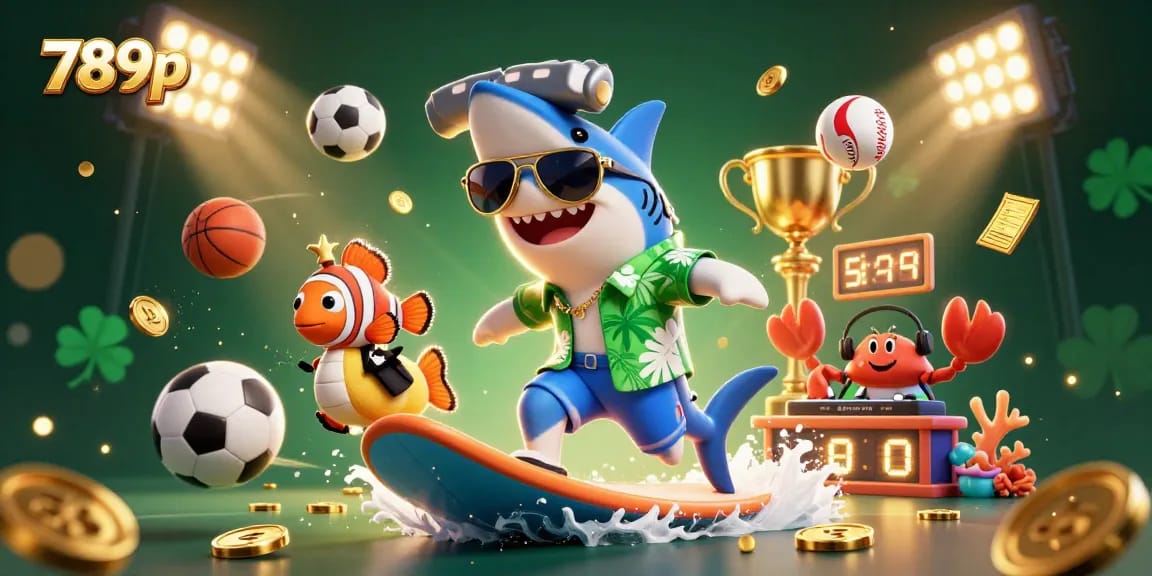 Experience the excitement with 789p, where a shark surfs on gold coins and a crab DJ sets the stage!