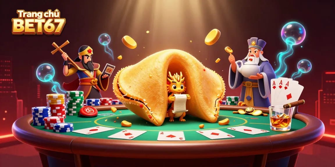 Experience fun with Trang chủ BET67 through a vibrant 3D illustration showcasing casino elements and characters.