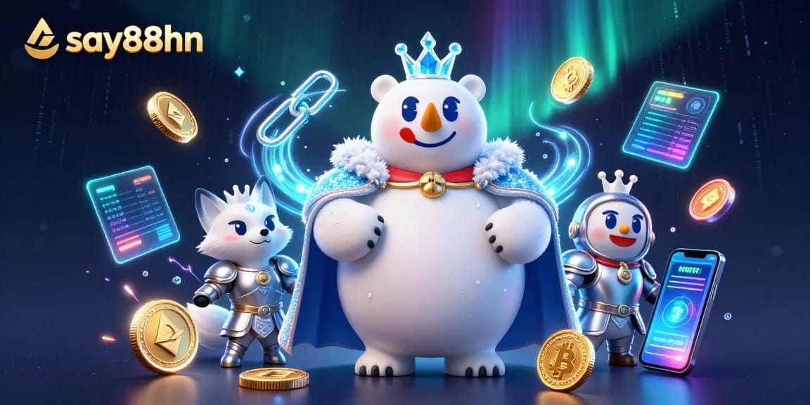 Engage in thrilling gameplay at say88hn with vibrant visuals of colorful crypto coins and casino elements.