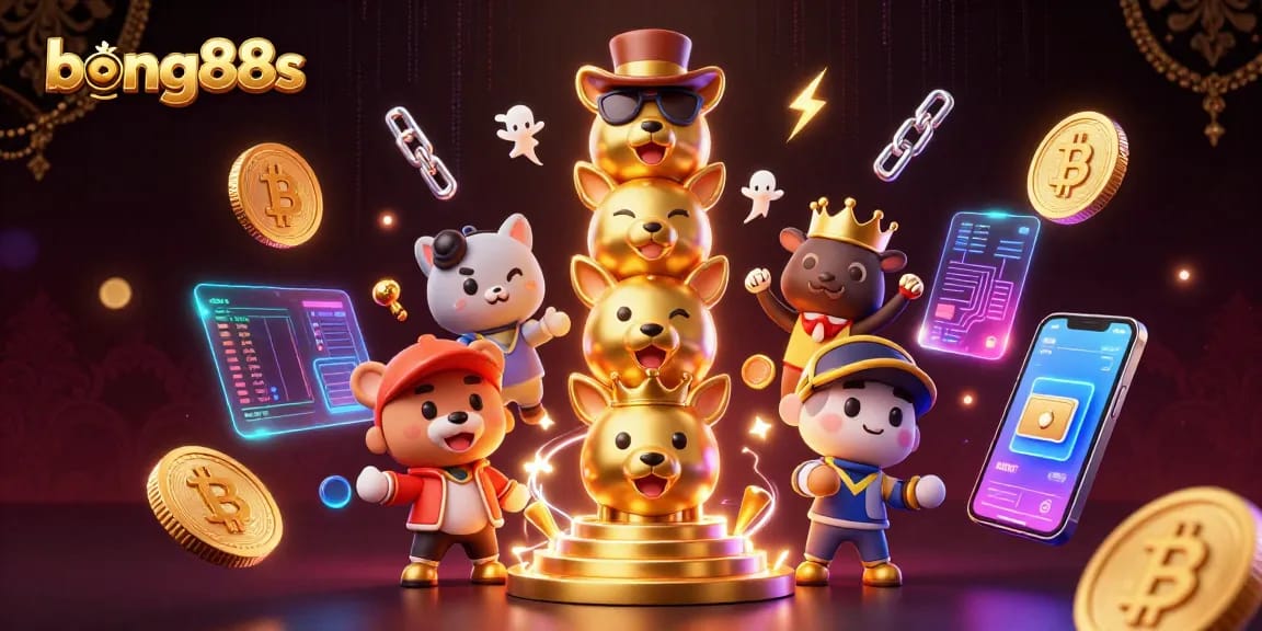 Experience the excitement with bong88s at this vibrant casino-themed illustration featuring dynamic gaming elements.