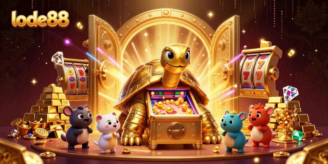 Spin winning reels at lode88 with vibrant golden treasures and engaging gameplay.