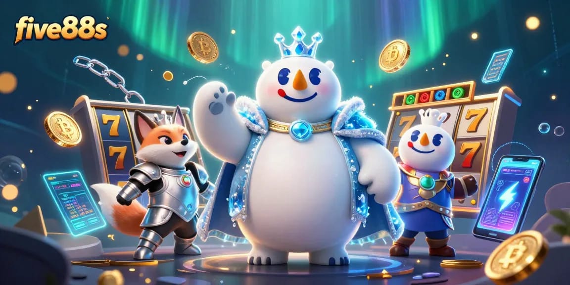 Play exciting games with five88s online casino, showcasing dynamic slot reels and crypto features.