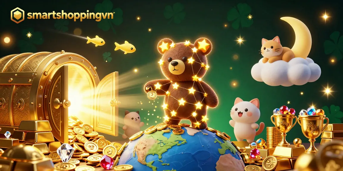 Play and win at smartshoppingvn with this vibrant 3D casino-themed illustration.