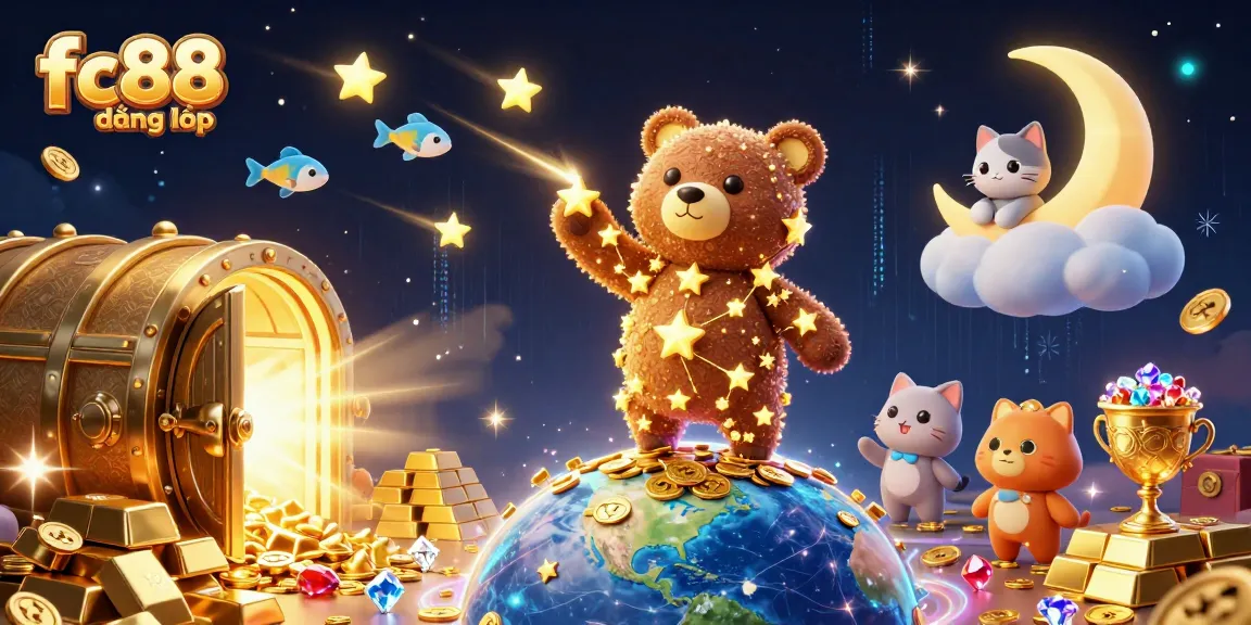 Engage in exciting fc88 đăng nhập with dazzling treasure in this vibrant casino-themed illustration.