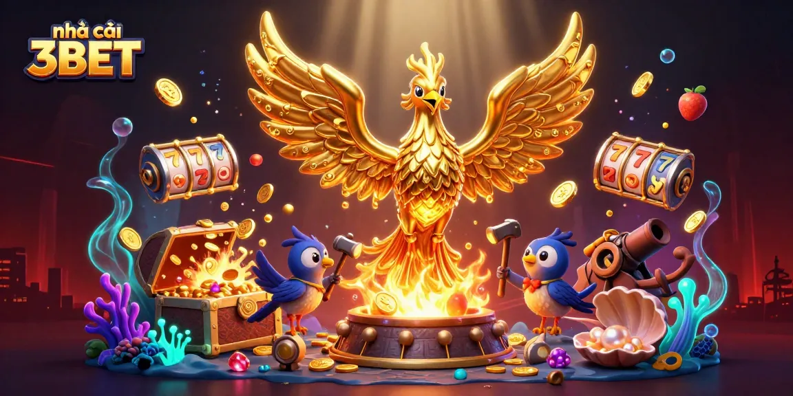 Engage with nhà cái 3BET by exploring a thrilling casino scene filled with dynamic slot reels and rich treasure