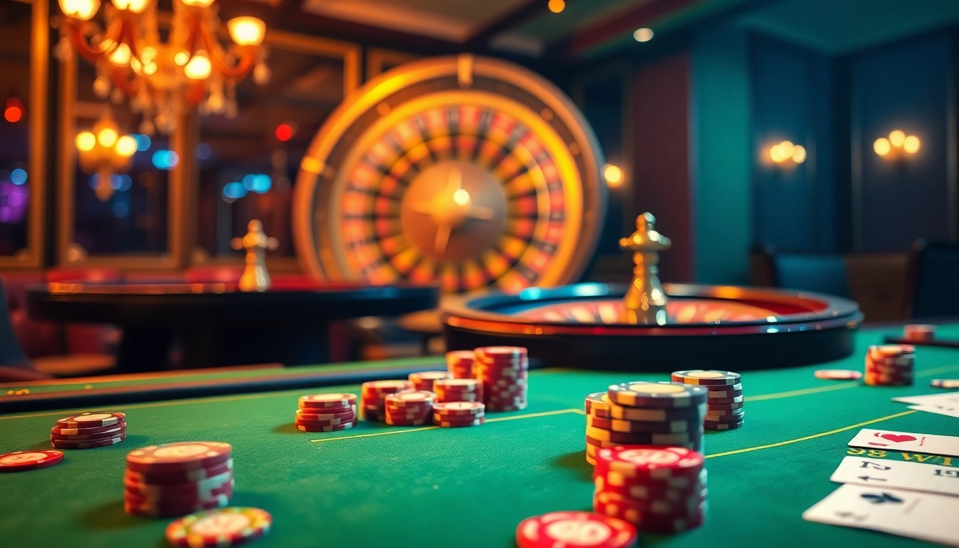 Experience the thrill of 98WIN at a vibrant casino table with colorful chips and cards.