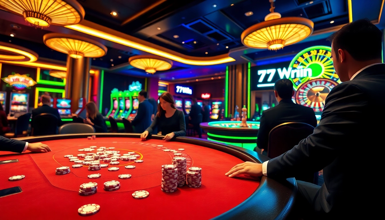 Experience the excitement of 78Win at a luxurious casino poker table with vibrant games.