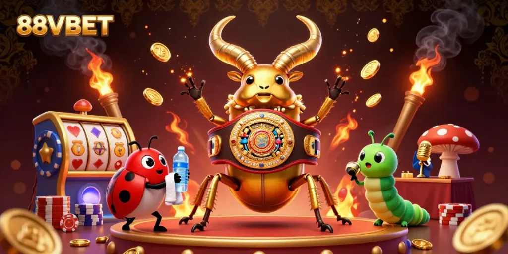 Experience thrilling 88VBET casino moments with vibrant characters competing in a dynamic illustration.