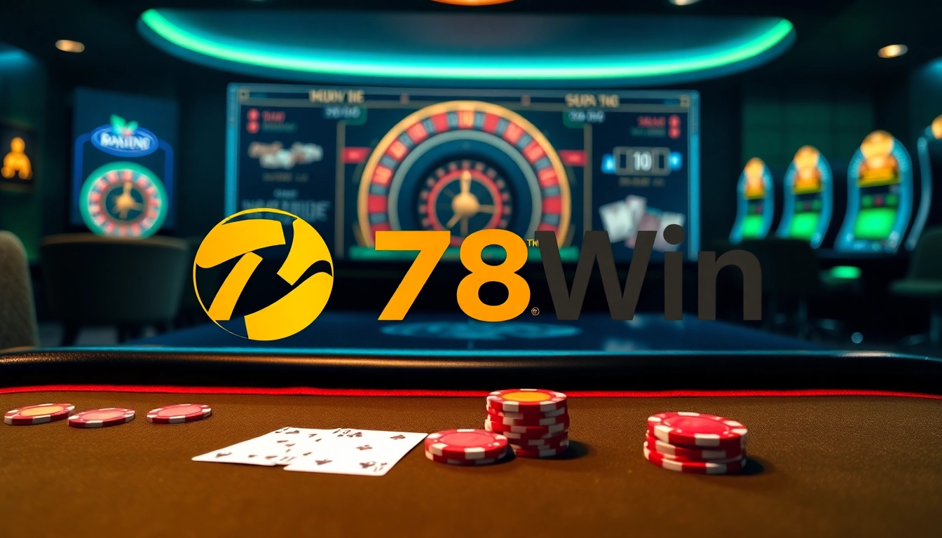 Experience the thrill of winning at 78Win's virtual casino with vibrant poker tables and engaging gameplay.