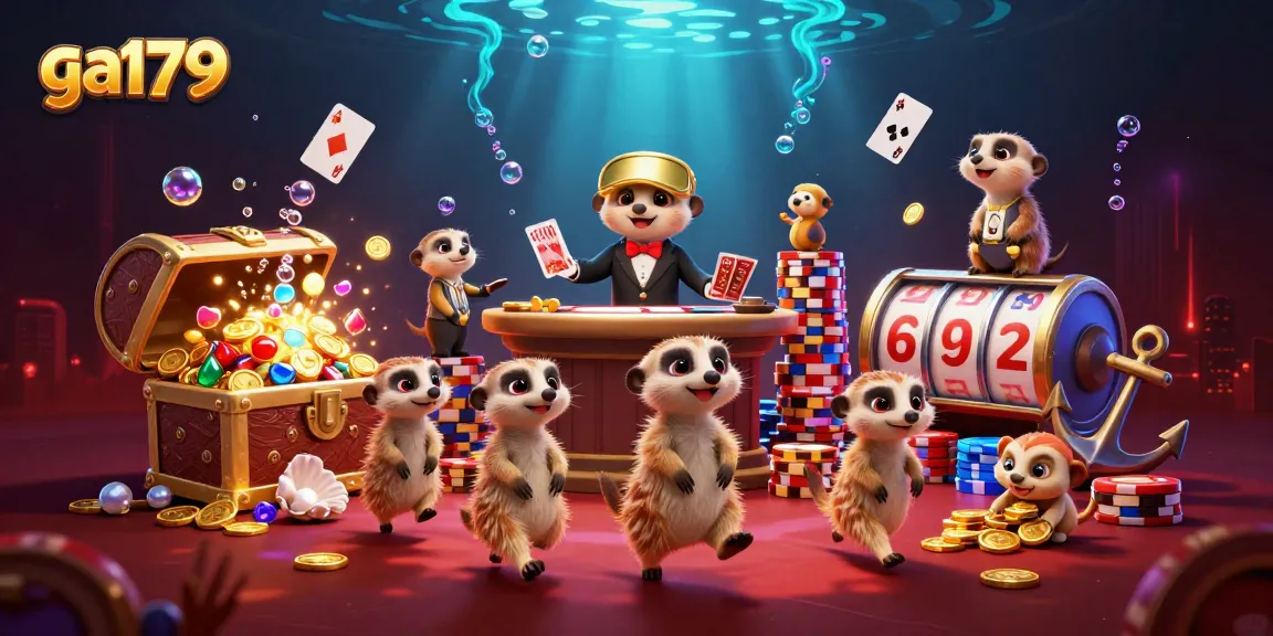 Experience thrilling action at ga179 casino with delightful meerkats dealing cards and sneaking chips.