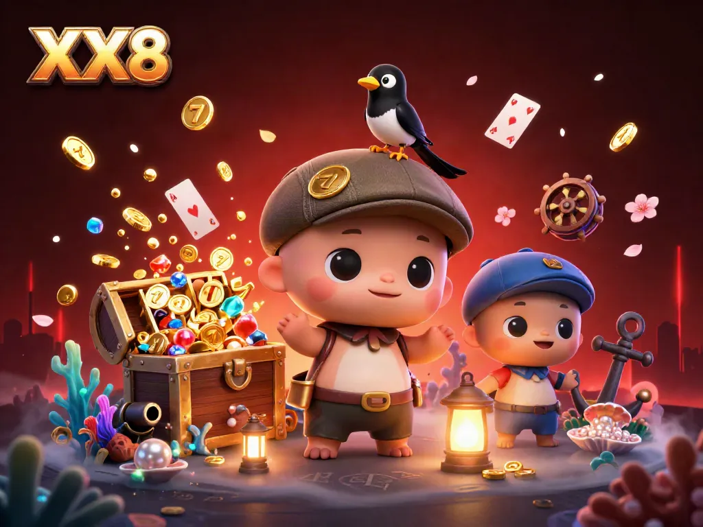 Engage in thrilling gameplay at XX8 with colorful gems, treasure chests, and dynamic casino elements.