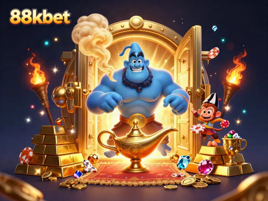 Engage in thrilling adventures with 88kbet, experiencing a dynamic casino atmosphere filled with gold treasures.