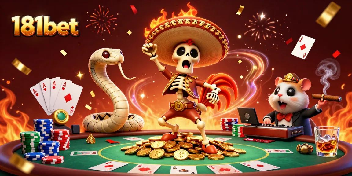 Experience vibrant gambling excitement with 181bet's colorful celebration scene featuring dynamic characters and game elements.