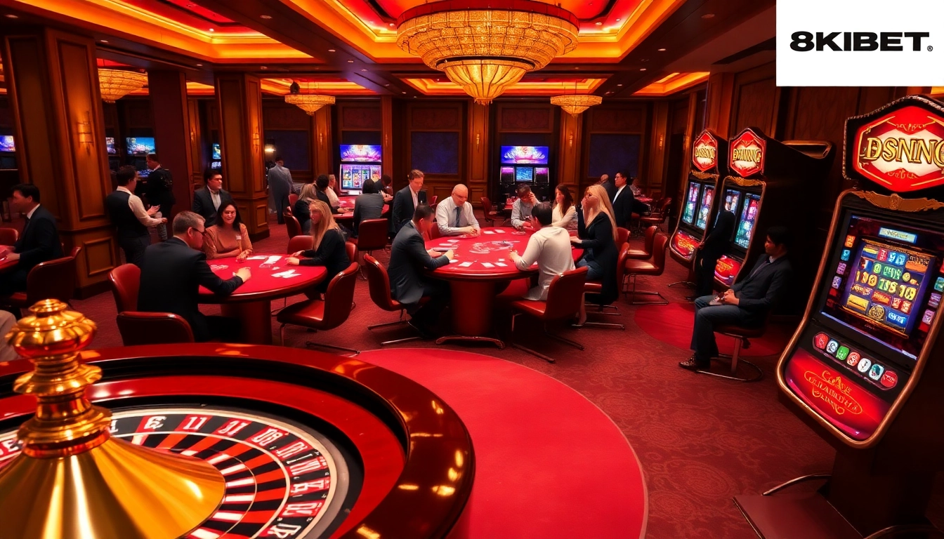 Players enjoying a dynamic gambling experience at 8KBET with exciting casino games and vibrant atmosphere.