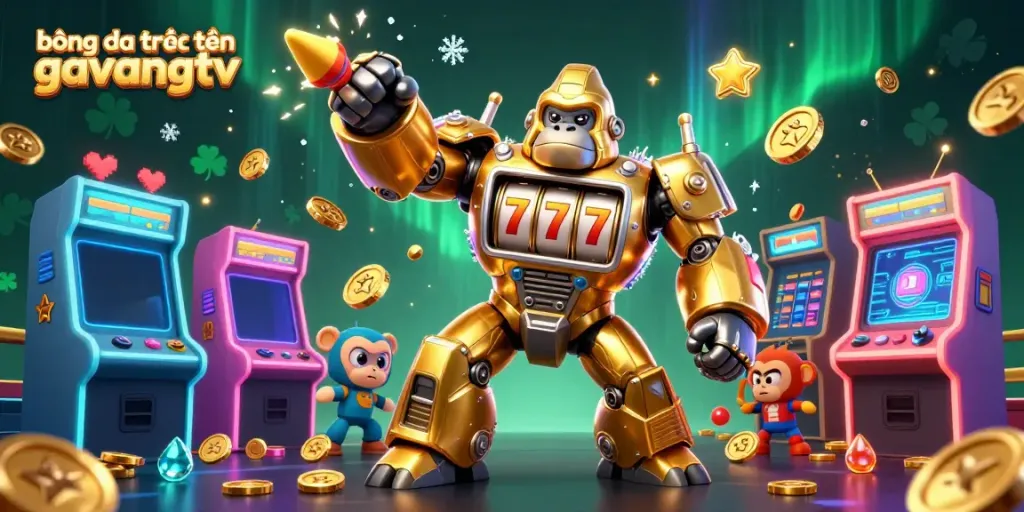 Experience the excitement of bóng đá trực tuyến gavangtv highlighted in a vibrant 3D casino scene.