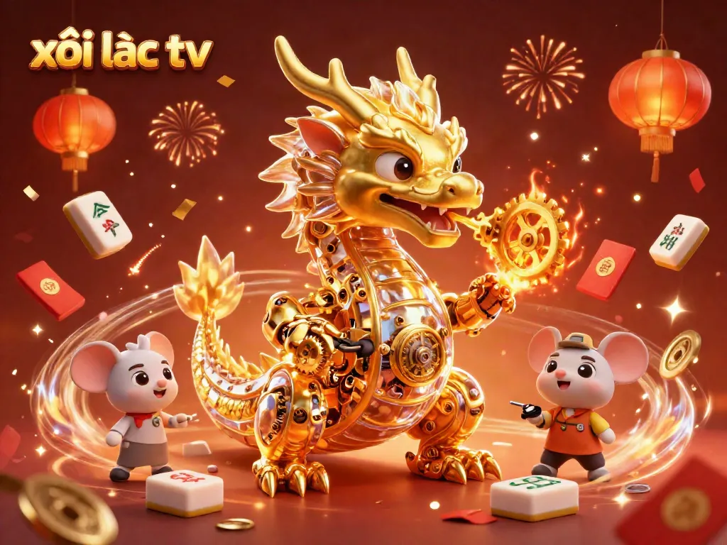 Experience the excitement of xôi lạc tv with our immersive 3D casino scene featuring a majestic golden dragon.