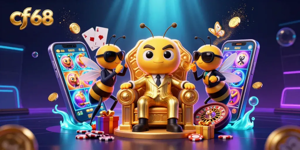 Join the cf68 slot gaming adventure with buzzing characters and exciting game elements!