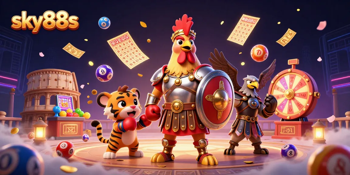 Experience sky88s with lively 3D characters in a vibrant gambling scene, showcasing thrilling casino elements.