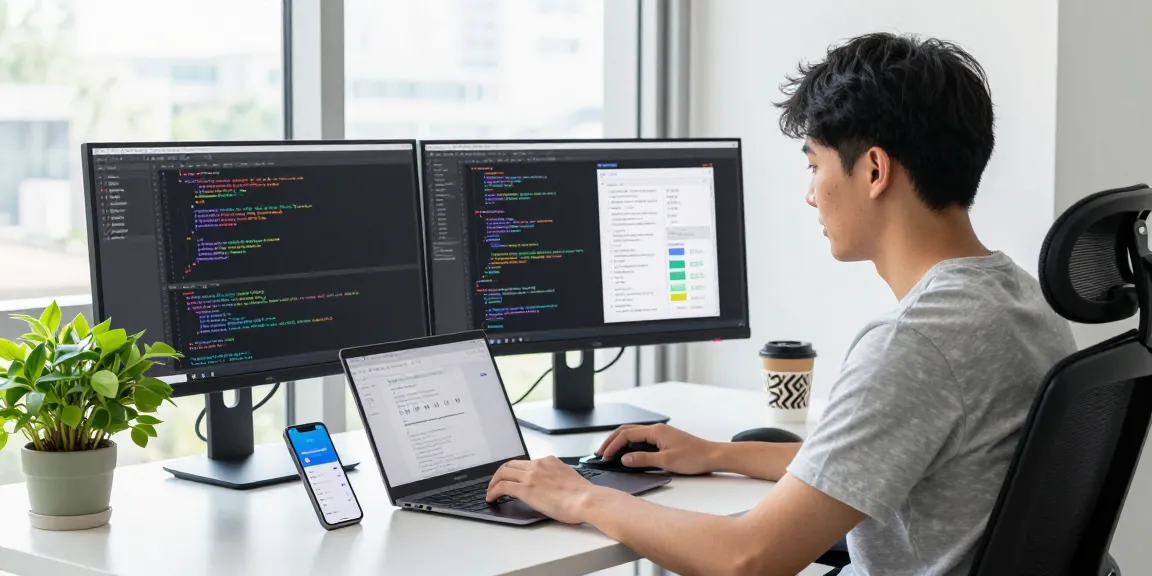 Download Telegram in a modern tech workspace with coding setup and notifications on screen