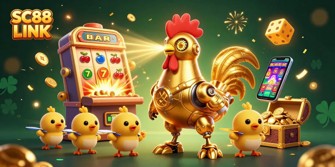Experience the excitement of SC88 LINK with vibrant casino elements and futuristic characters.