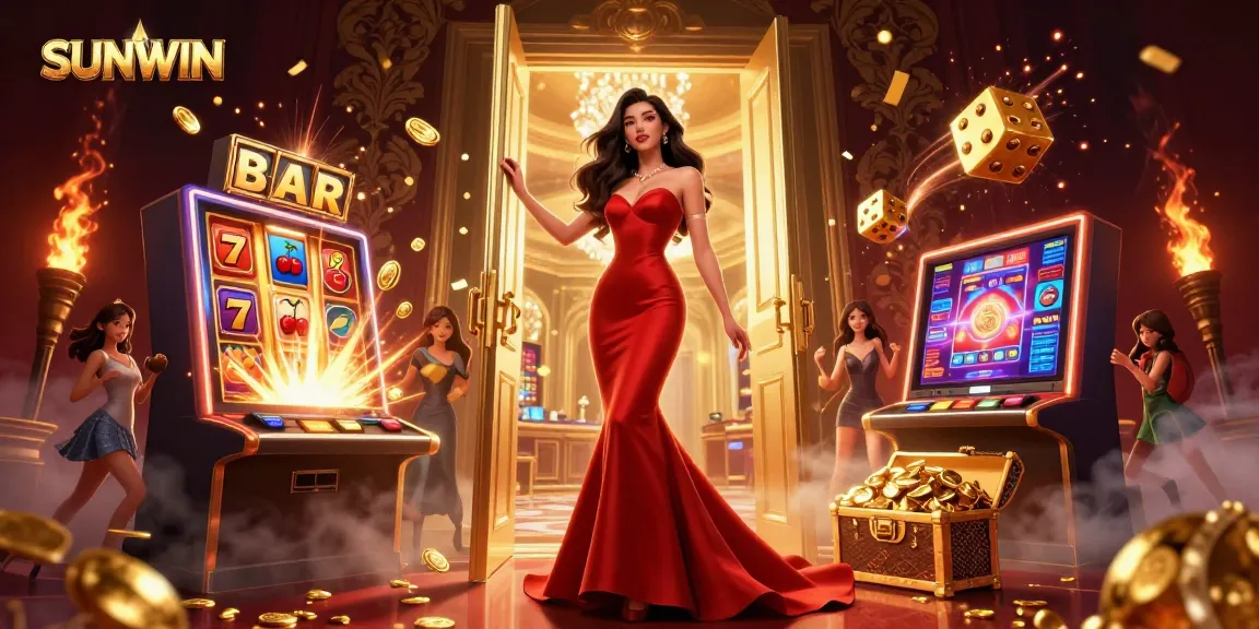 Experience the thrill of winning at SUNWIN with a dynamic casino scene bursting with excitement.