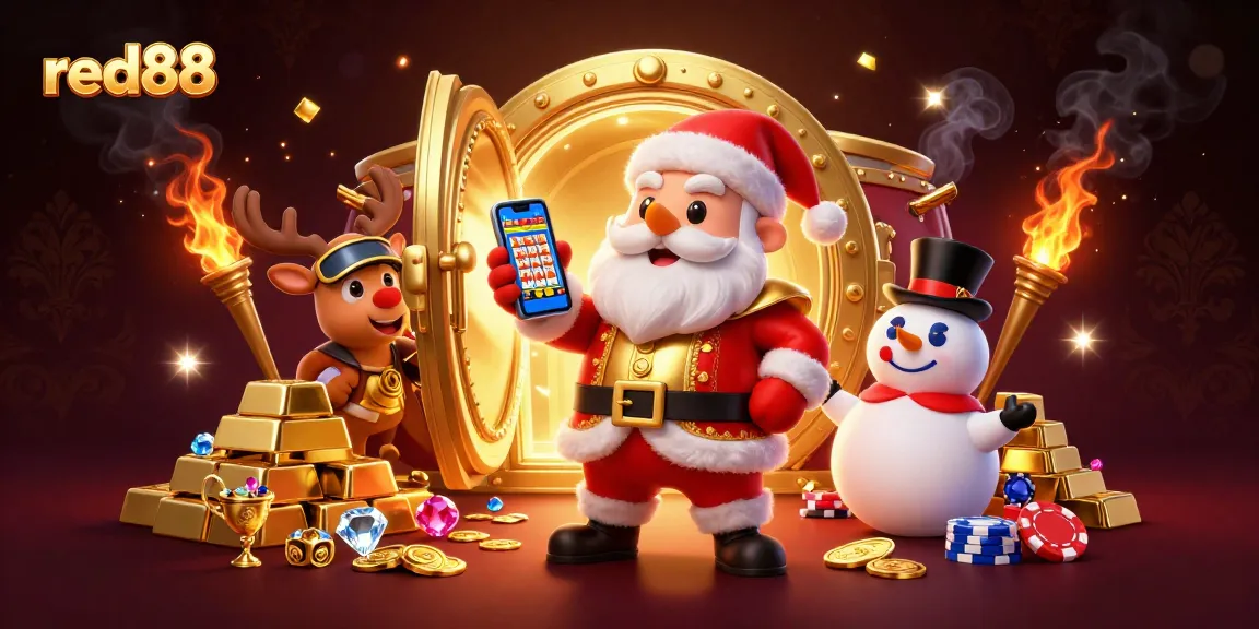 Experience the thrill of gaming at red88 with dynamic jackpots and festive characters in a vibrant casino scene.