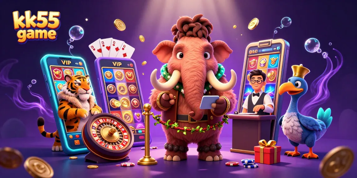 Experience thrill at kk55 game with vibrant 3D characters and dynamic casino elements.