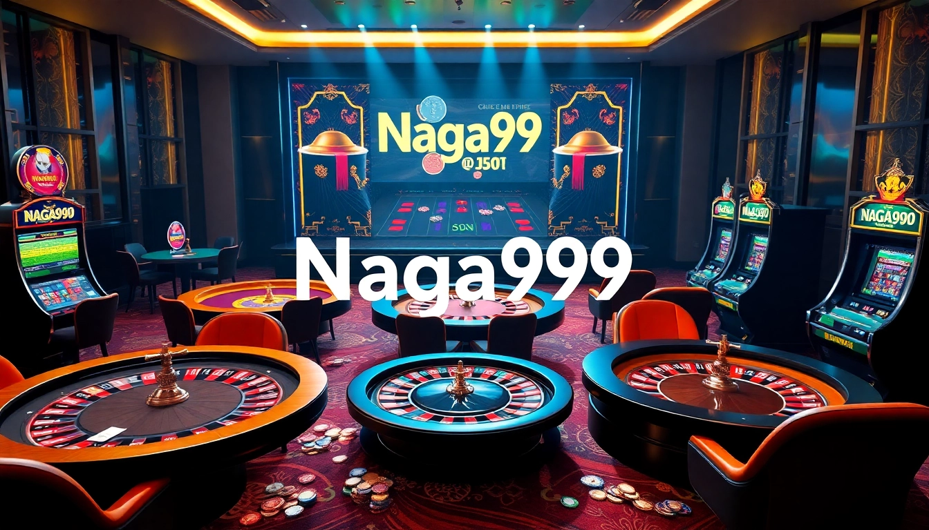 Naga99 showcases an exciting online casino experience with dazzling slot machines and vibrant gaming interfaces.