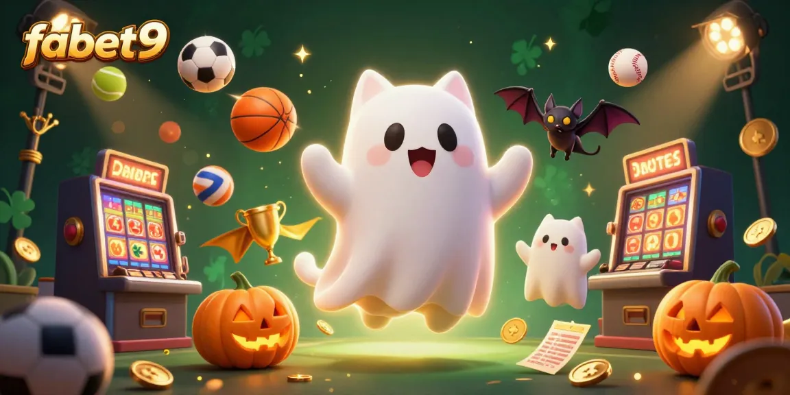 Engage in thrilling gameplay at fabet9 through immersive visuals of a haunted casino with cartoon characters.