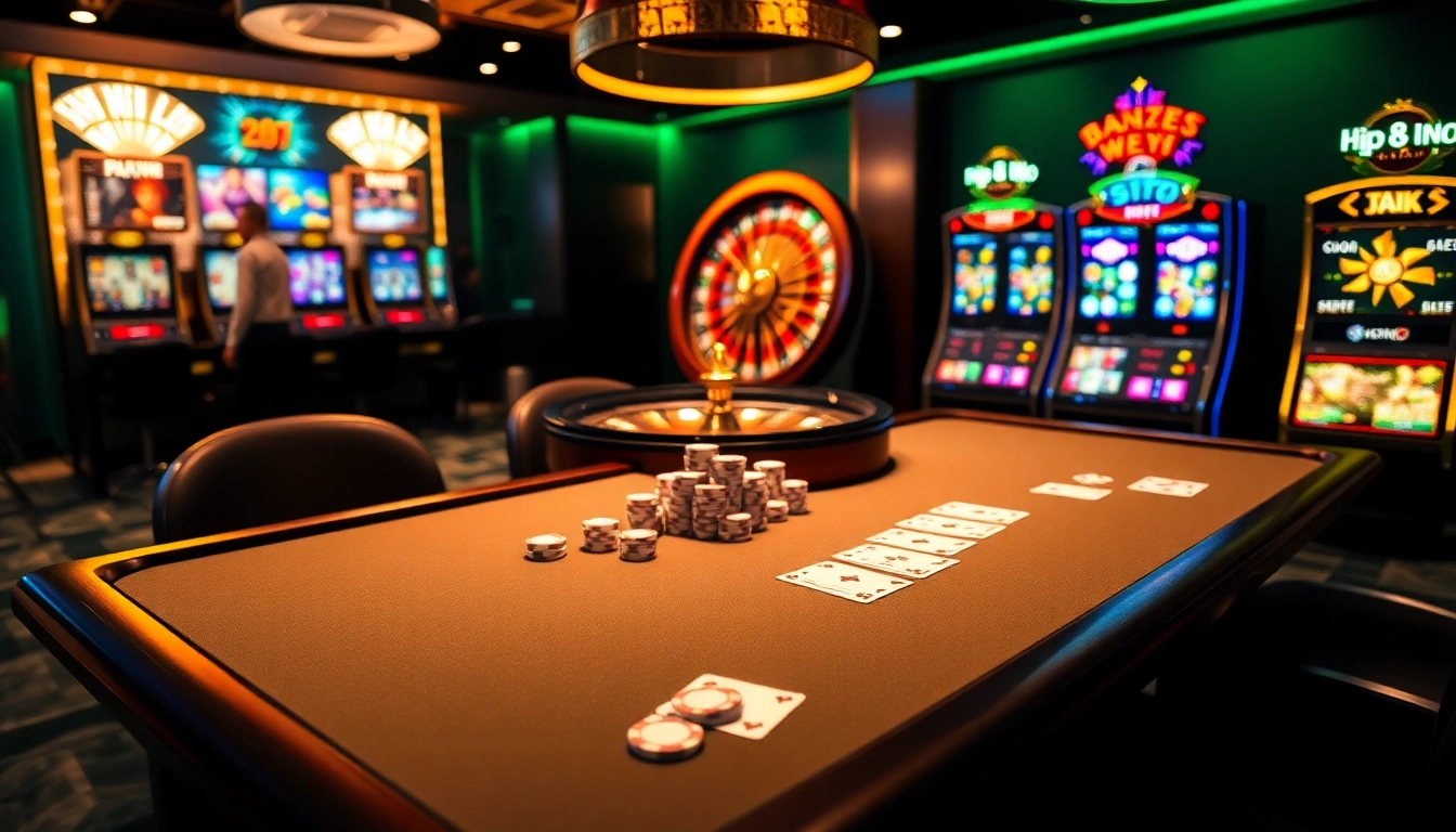 Experience the thrill of kp88.bio with vibrant casino elements showcasing poker chips and roulette.