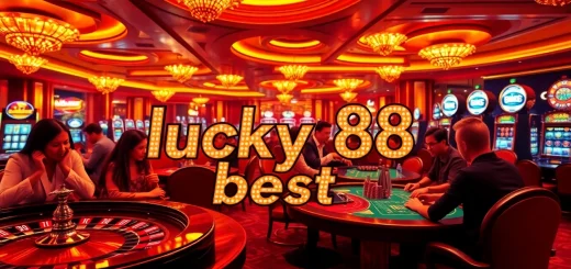 A thrilling casino experience with players enjoying games at lucky88 best, showcasing vibrant slots, tables, and chips.