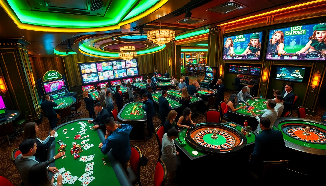 Players enjoying games at Luck8 casino tables filled with excitement and luxury.