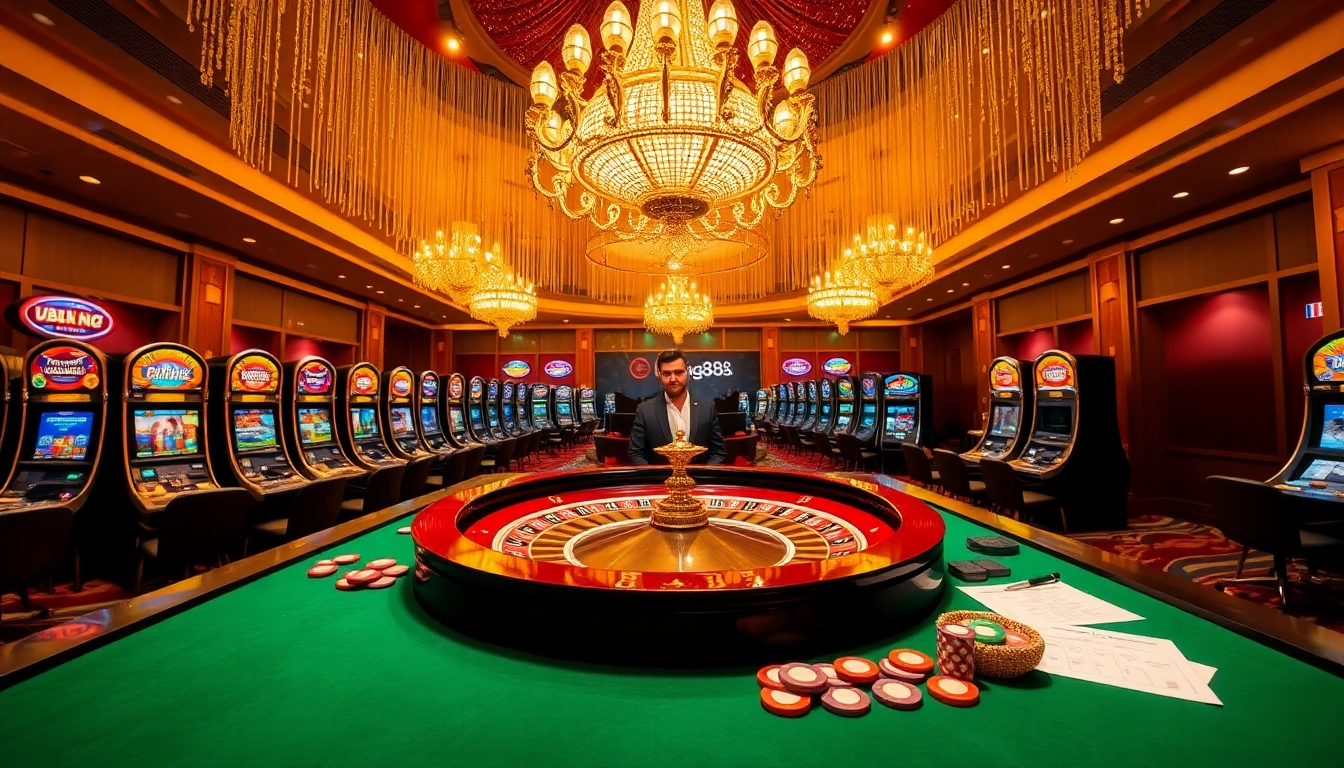 Experience the excitement of gambling online at king88.limited with a stunning casino scene.