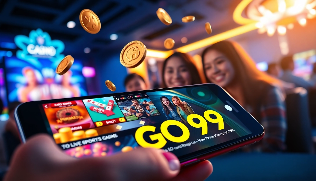 Exciting scene of GO99 online gaming app showcasing thrilling casino and betting experiences.