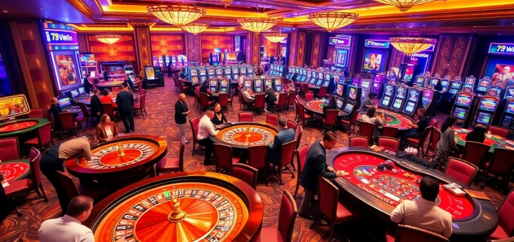 Excited players winning at casino tables with 78Win branded elements.