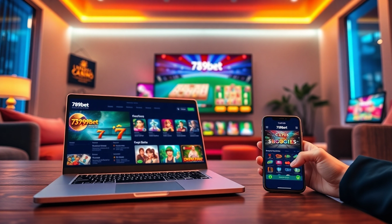 Experience the vibrant 789bet online gaming interface in a cozy setting, showcasing engaging casino games.
