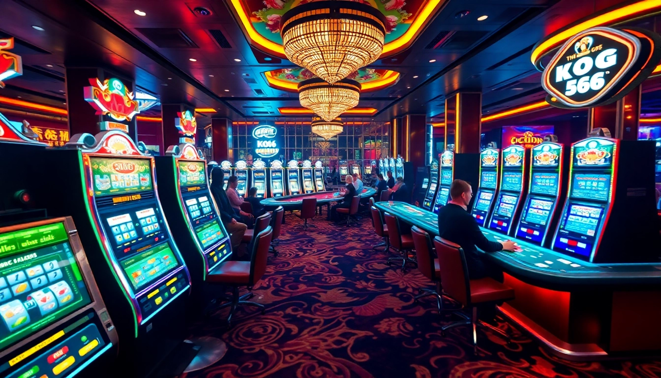 Trải nghiệm sự phấn khích của KO66 với những bàn casino đầy màu sắc, tràn ngập thẻ bài và chip.