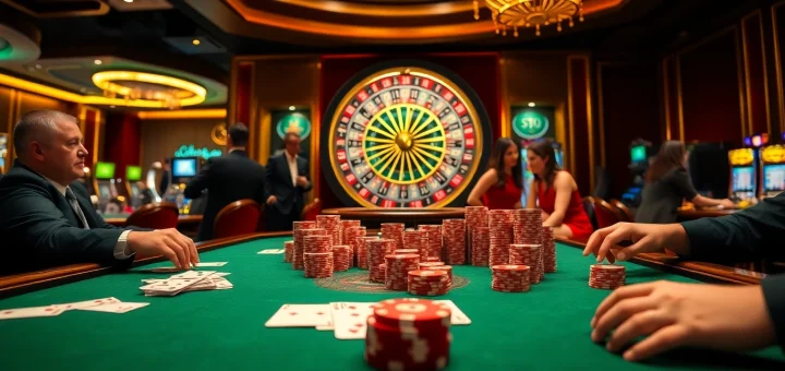 Experience thrilling gameplay with https://one88.eu.com/ at an exciting poker table in a luxurious casino.