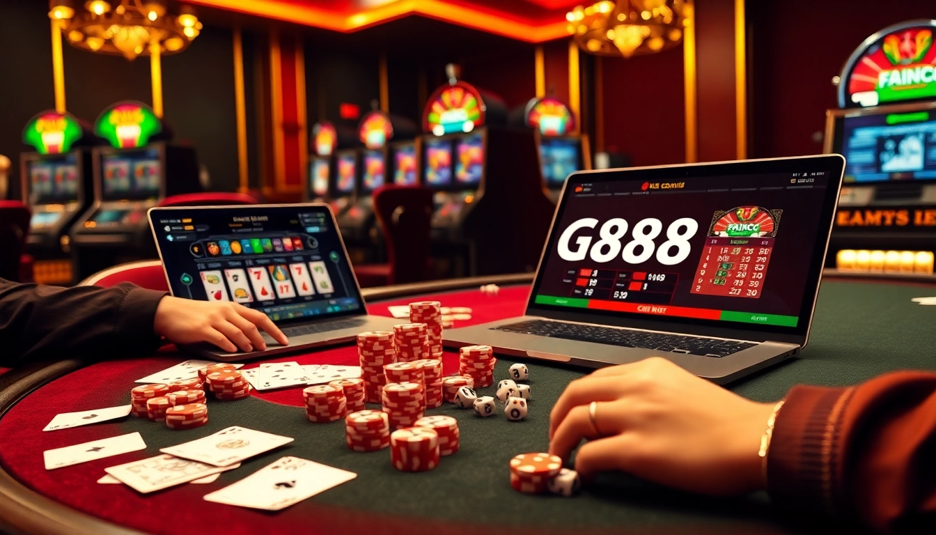 Experience thrilling gameplay at GK88.bond with poker chips, exciting casino tables, and dynamic player interactions.