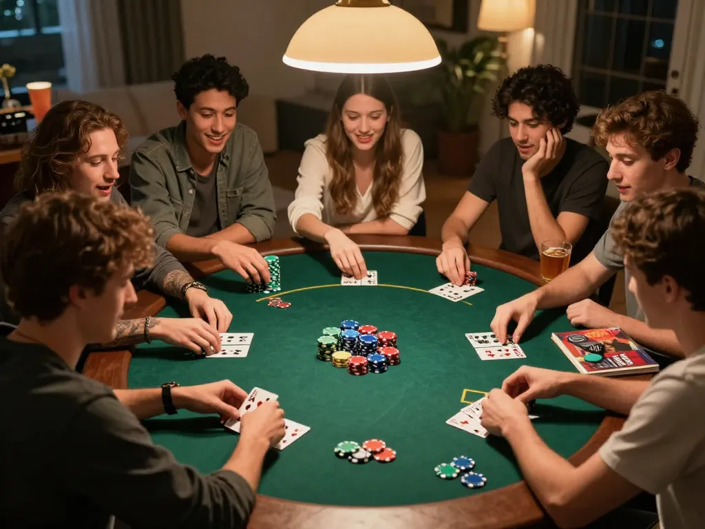 Players enjoying an exhilarating home poker game at SSBET77, showcasing strategic moments and vibrant atmosphere.