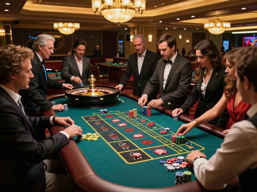Players placing bets at a thrilling roulette table during a high-stakes game at 789 bet casino