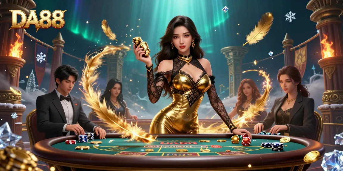Experience high stakes with DA88 as a confident player at a VIP baccarat table.
