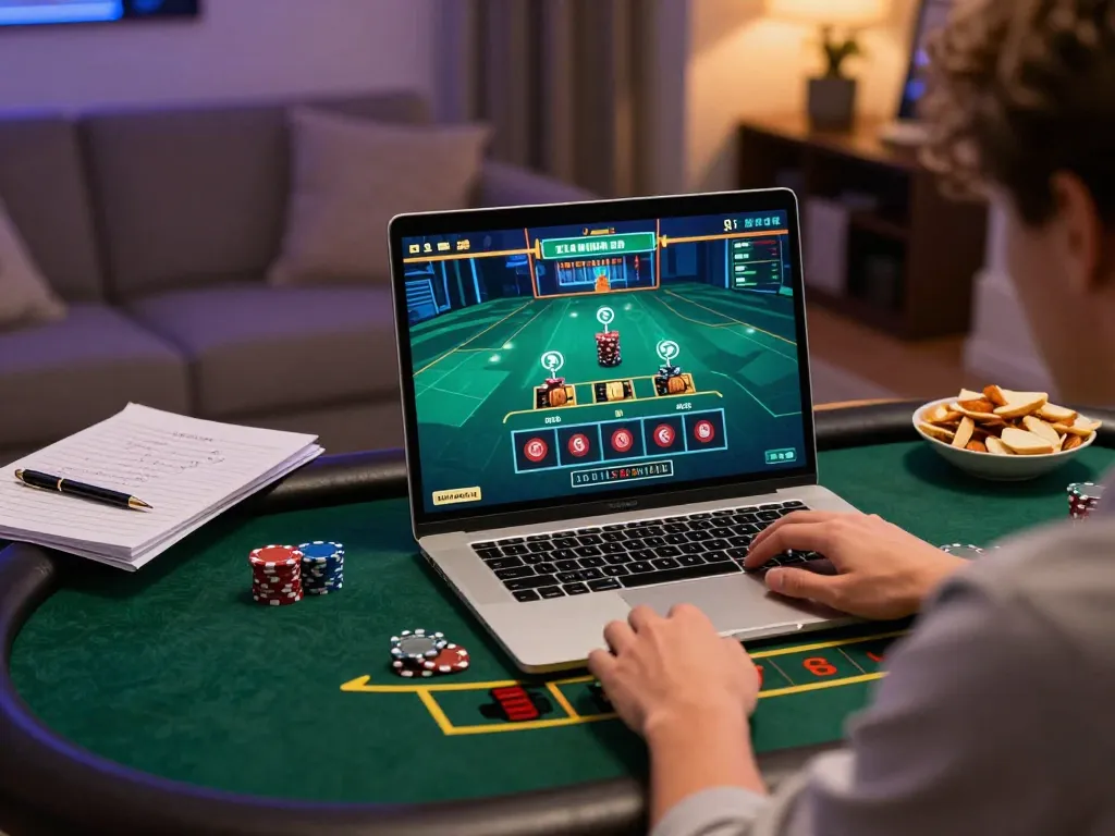 Engaged player enjoying RR88 online casino game with live dealer, showcasing vibrant betting moment.