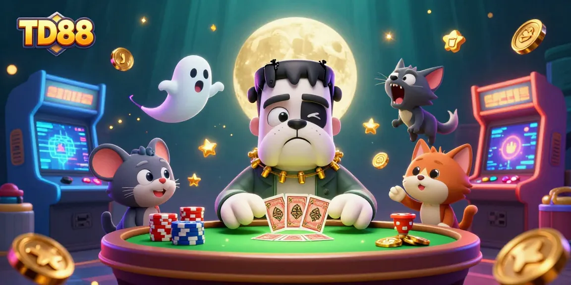 Experience thrilling gameplay at TD88's vibrant casino with colorful characters and gaming elements.