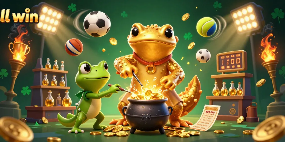 Experience thrilling wins at ll win with vibrant 3D casino action featuring golden alchemist and sports elements.