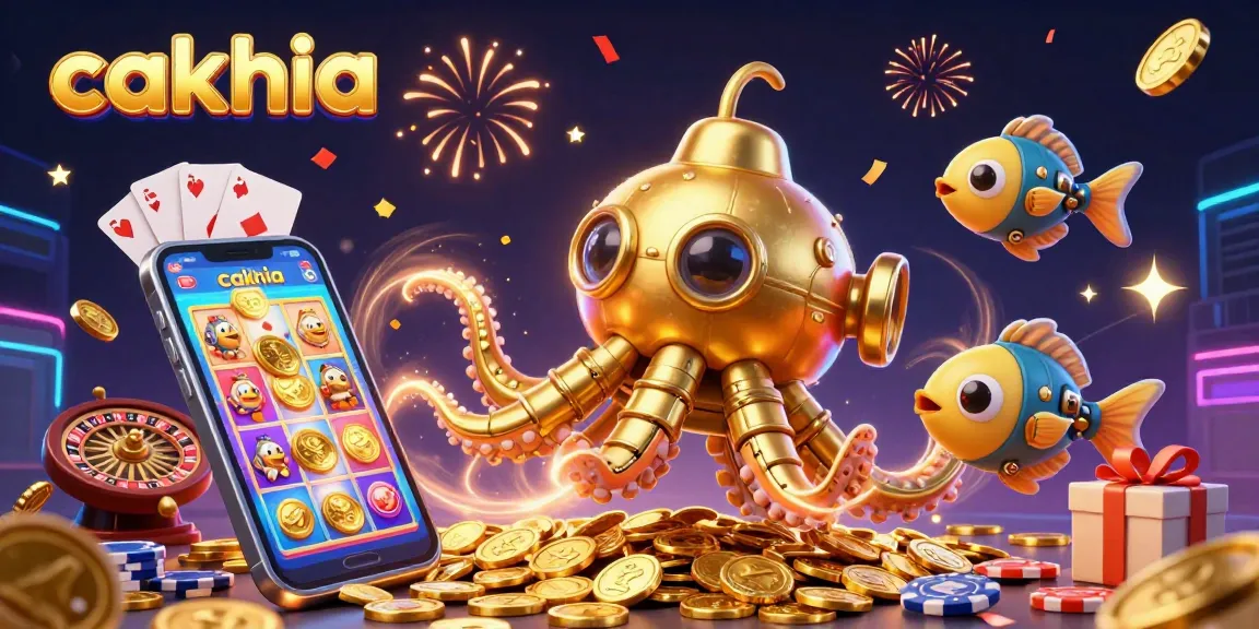 Cakhia immerses gamers with spectacular slot spins amidst golden coins and playful 3D characters.