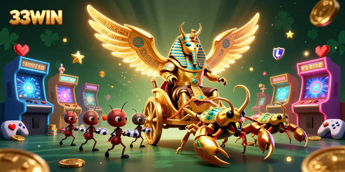 Experience dynamic gameplay with 33WIN’s colossal golden beetle as it conquers the gaming arena!